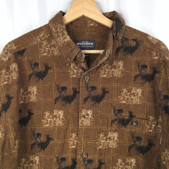 Woolrich Mens XL Chamois Flannel Shirt Long Sleeve Button Down Deer Buck Hunting - Picture 3 of 7